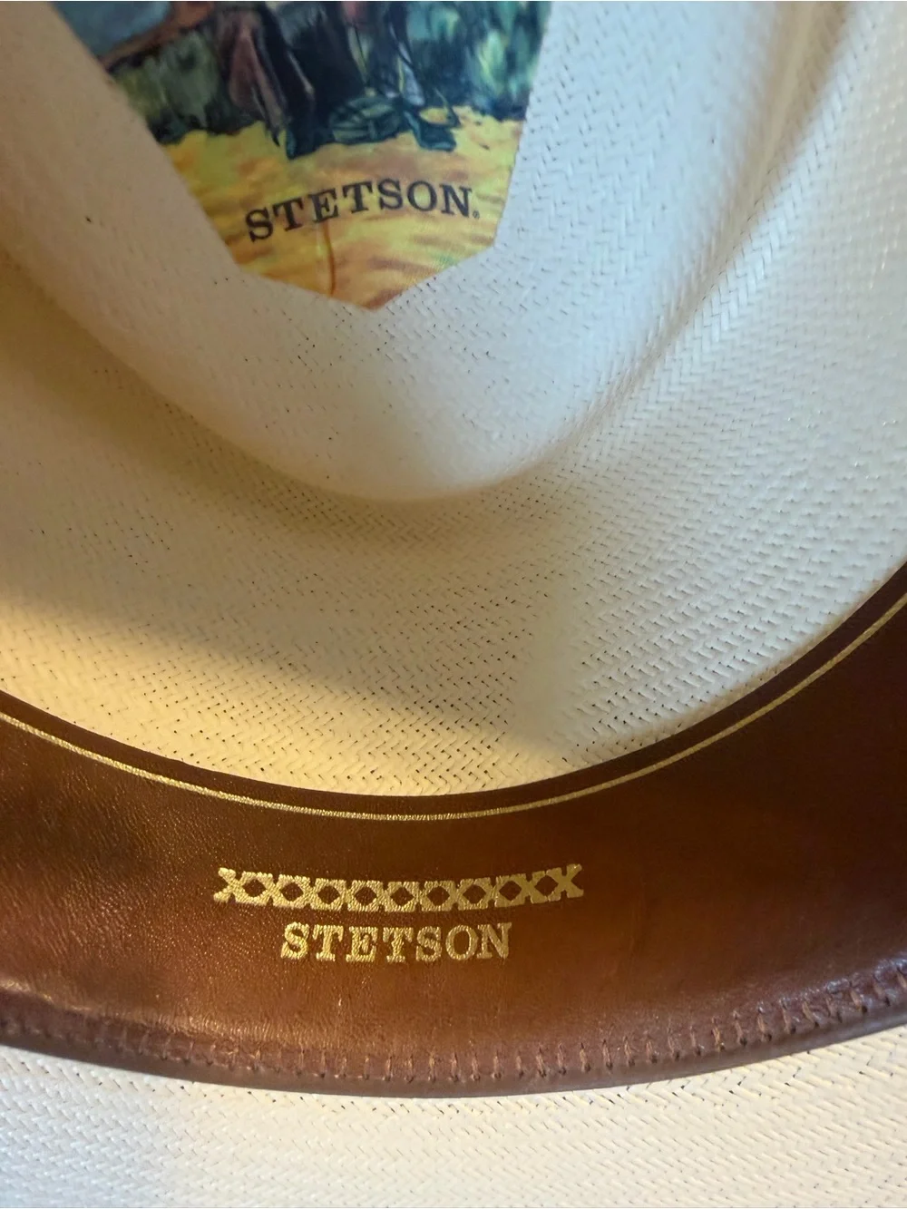 Stetson Royal Flush Straw Hat with a Black Leather Strap with  silver accents